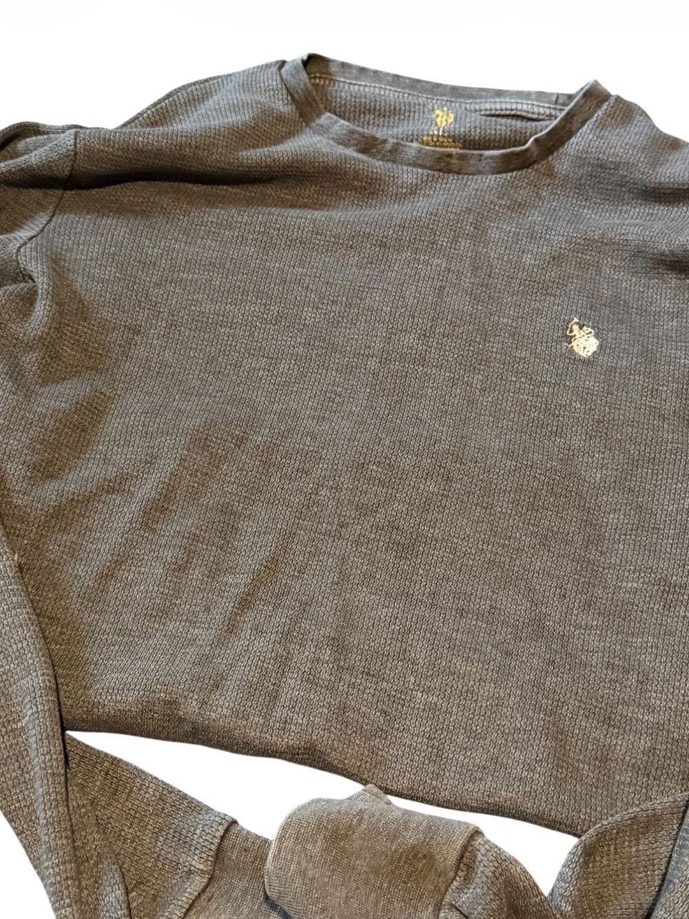 Gray Crewneck Sweater with Embroidered Crest